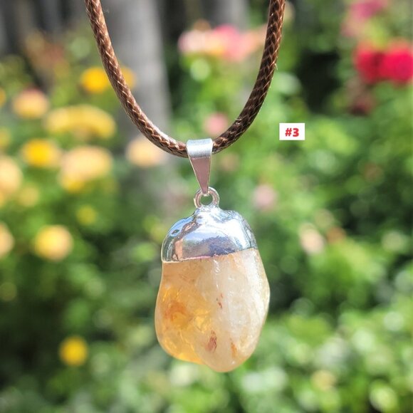 Citrine Crystal Gemstone Tumbled Pendants - Picture 7 of 8